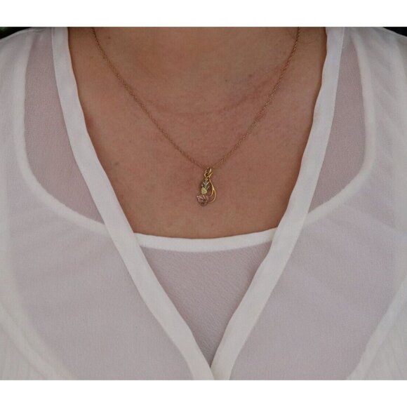 12k Yellow Gold Black Hills Gold Pendant with 10k Yellow Gold Chain 18" inch - Picture 4 of 7